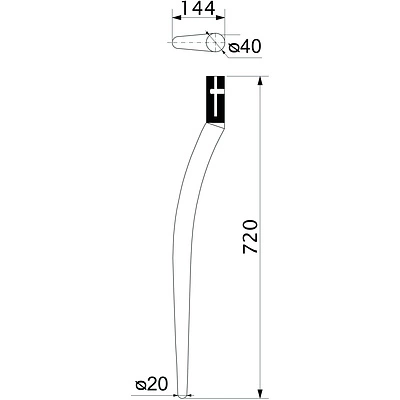 Опора меб. гнутая d40 h- 720 без гайки хром AKS - фото 2