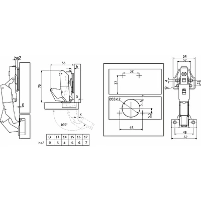 Петля 165° накладная с доводчиком 48мм h2 clip-on PRIME by AKS черный никель (саморезы, заглушки) 0-е вхождение (упак. = 2 шт.) - фото 2