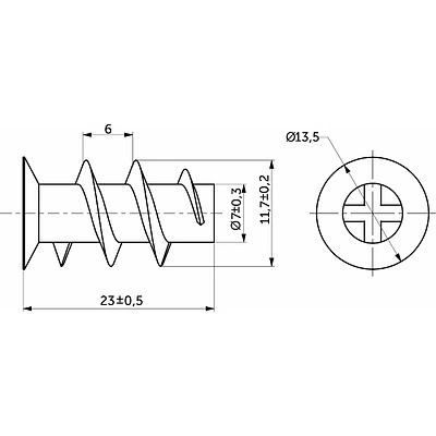 Дюбель для гипсокартона DRIVA ABS L=23mm (уп/50шт) - фото 2