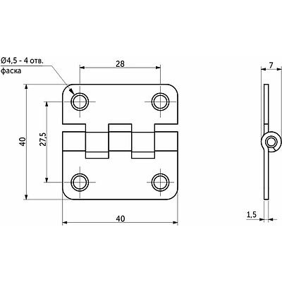Петля карточная 40*40мм желтый цинк Тифлос - фото 2