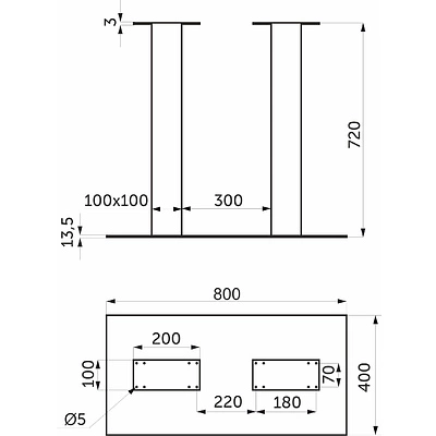 Подстолье IMIR h720, черный AKS - фото 2