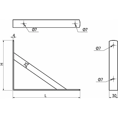 Полкодержатель мет. LINE 300*200*30*4, черный AKS - фото 3