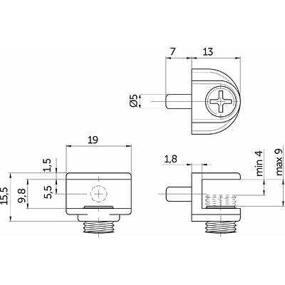 Полкодержатель для стекла регулируемый под сверление мет. MV-09 никель AKS - фото 2