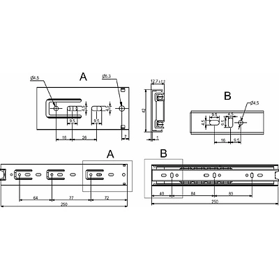 Направляющая шариковая L-250 h=42 GRIDLI B - фото 2