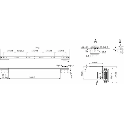 Механизм для раздвижных столов внутренний синхронный со стопором L-750 мм AKS - фото 2
