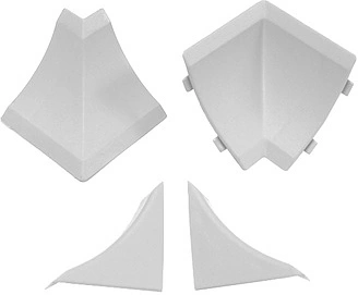 Комплект ПВХ аксессуаров к плинтусу светло-серый AKS - фото 1