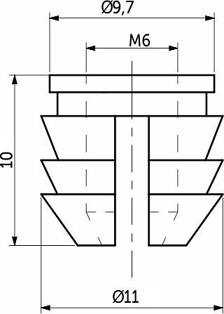 Втулка М6*11*10 пластик, белая (уп/1тыс.шт) AKS - фото 2