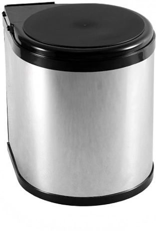 Мусорный контейнер (14LT) с откидной крышкой, хром/черный AKS - фото 1
