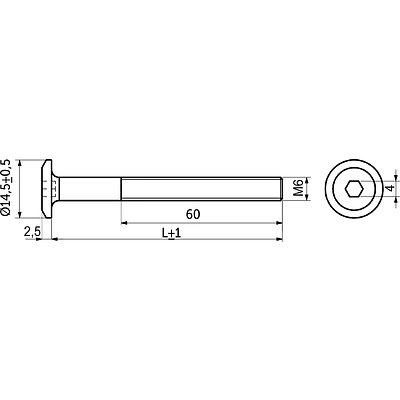 Винт с плоской головкой М6*100 под шестигранник, неполн. резьба, желтый цинк (уп/1тыс.шт) AKS - фото 2
