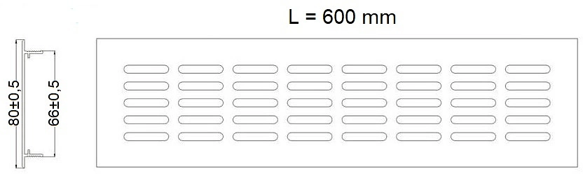 Решетка вентиляционная 600х80мм темно-коричневая алюминий AKS - фото 2