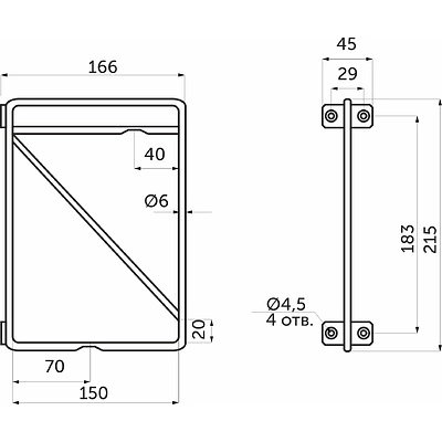 Полкодержатель мет. KOMBO 166*213 черный AKS - фото 2