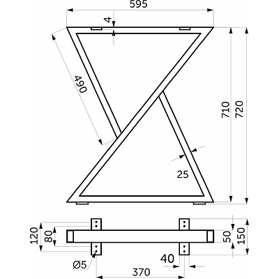 Подстолье TIME h720, черный AKS (1 компл. = 2 шт.) - фото 2