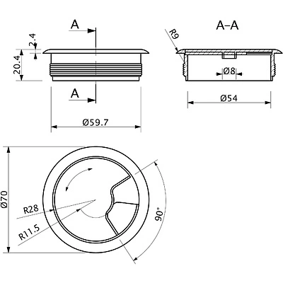 Пропуск кабельный пластик D60мм ольха (895) LEBA - фото 2