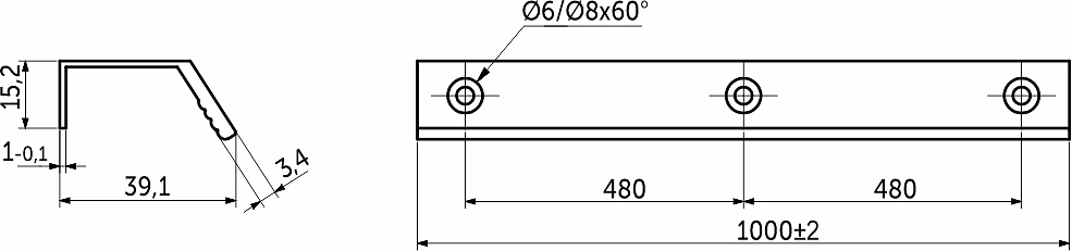 Ручка меб. накладная алюм. GEOS 960/1000 черный матовый, AKS - фото 2