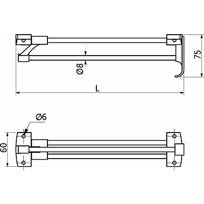 Выдвижная вешалка L-400 усиленная с ручкой, хром/черный GRIDLI - фото 4