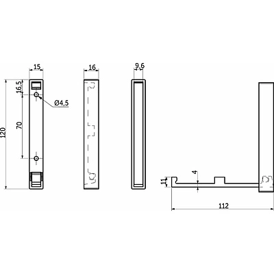 Крючок меб. однорожковый мет. STEP хром матовый AKS - фото 2