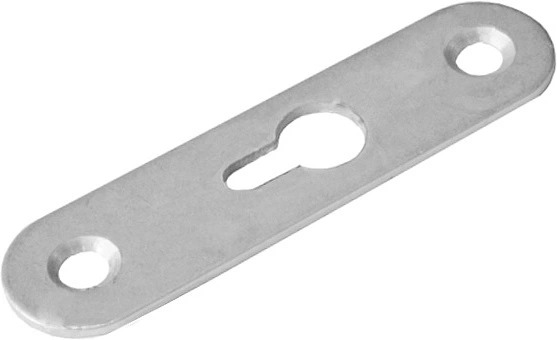 Пластинка зацепная 65*15*1,3 белый цинк (большое отверстие по центру) (уп / 1 тыс.шт.) AKS - фото 1
