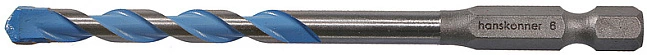 Сверло универсальное шестигранный хвостовик 6,0 мм, твердосплавная напайка Hanskonner - фото 3