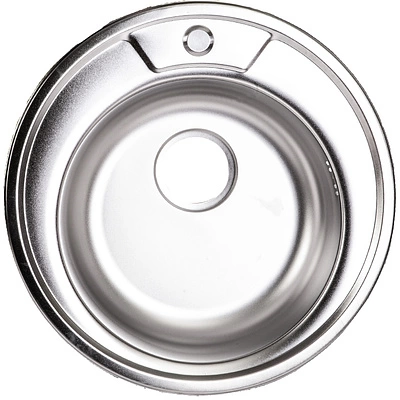 Мойка н/сталь, круглая одночашевая, d495мм, матовый хром, врезн на столешницу, AKS (0,8мм) - фото 1