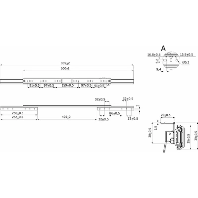Механизм для раздвижных столов внешний синхронный со стопором L-600 мм AKS - фото 2