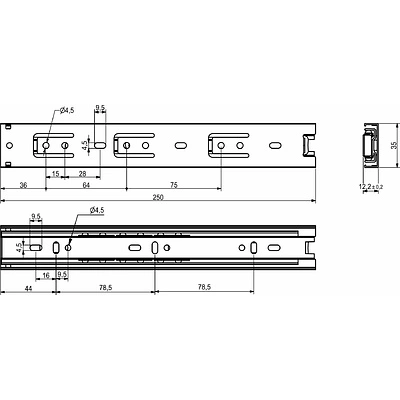 Направляющая шариковая L-250 h=35 AKS LIGHT B - фото 2