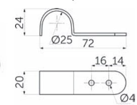 Крепление панели к трубе d25 (520) горизонтальное, хром AKS - фото 3
