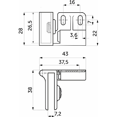 Петля д/стекла непроходная левая+правая хром AKS - фото 2
