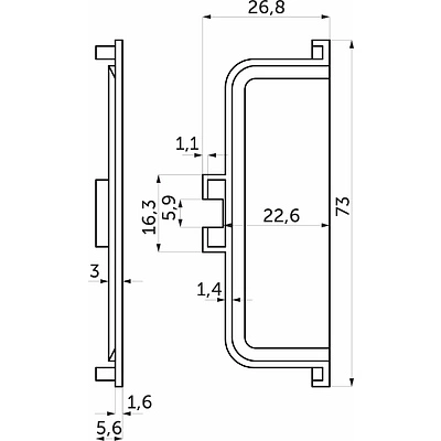 Комплект заглушек металлич. внутр. к профилю Gola, C-образных (левая+правая) черный AKS - фото 2