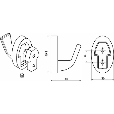 Крючок меб. однорожковый мет. QUEEN черный матовый AKS - фото 2