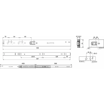 Направляющая шариковая L-400 h=35 AKS PLUS SOFT CLOSE A - фото 2