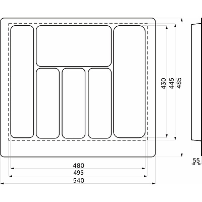 Лоток для столовых приборов 600 PIXEL 540*485, серый AKS - фото 2