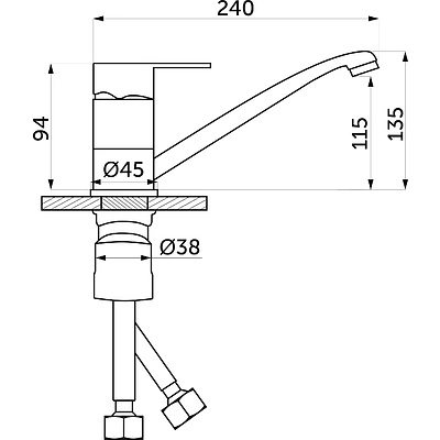 Смеситель для кухни, латунь, SG-04, асфальт, Sim Gran - фото 2