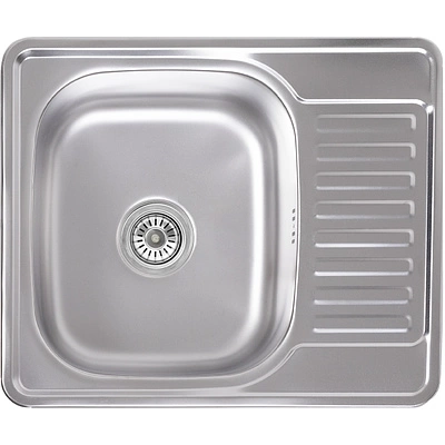 Мойка н/сталь, прямоугольная одночашевая, 580*480мм, матовый хром, врезн на столешницу, AKS (0,8 мм) - фото 1
