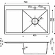 Мойка н/сталь, прямоугольная одночашевая, 780*490мм, мат графит, PVD, мойка справа, с крылом, врезн на/вровень столешнице, AKS (3,2мм) - фото 2