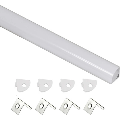 Профиль алюминиевый угловой ORION-1616C с экраном, круглый экран, цвет алюмин, 2м, AKS (в комплекте 4 заглушки и 4 крепления) - фото 3