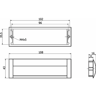 Ручка меб. врезная алюм. WPY 326 96 алюминий/хром AKS - фото 2