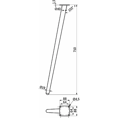 Опора меб. конусная h710 наклонная, белый AKS - фото 2