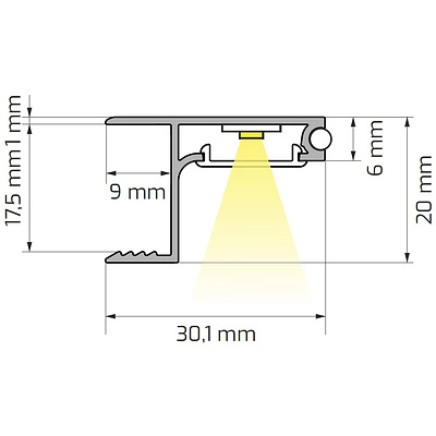 Профиль алюминиевый накладной/торцевой SKYLINE, с прозрачным экраном, без уплотнителя, 2м, алюминий, HLT - фото 2