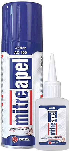 Суперклей двухкомпонентный ЦА MitreApel CA 25 г. + AC 100 мл. - фото 2