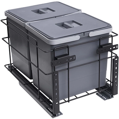 Мусорные контейнеры выдвижные 400 (2*15LT), графит WIEXPOL - фото 1