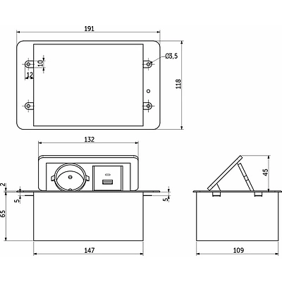 Выдвижной удлинитель Nova 4, 1 розетка, USB A + USB C, белый AKS - фото 2