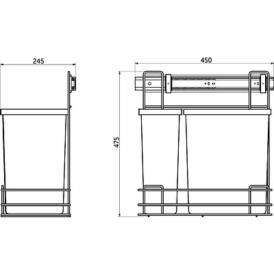 Мусорные контейнеры выдвижные 300 (1*15LT, 1*7LT), графит WIEXPOL - фото 2