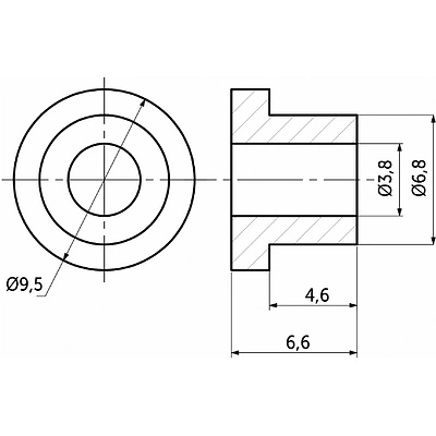 Втулка под ручку для стеклянной двери (грибок) d7*4,5 пластик бесцветная (уп/50шт) РП - фото 2