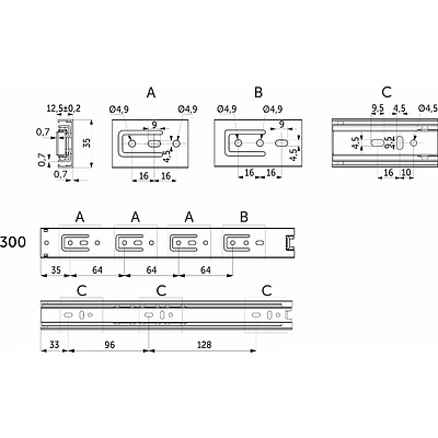 Направляющая шариковая L-300 h=35 AKS A - фото 2