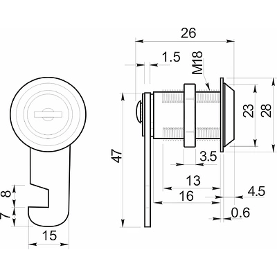Замок для распашной двери механический 103-16, черный, AKS - фото 2