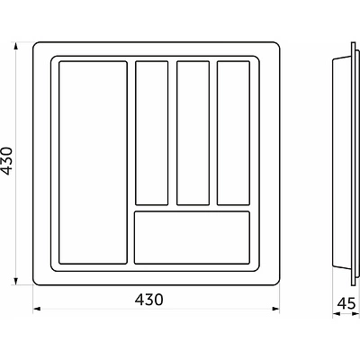 Лоток для столовых приборов 500 STANDARТ (430*430), белый РП - фото 2