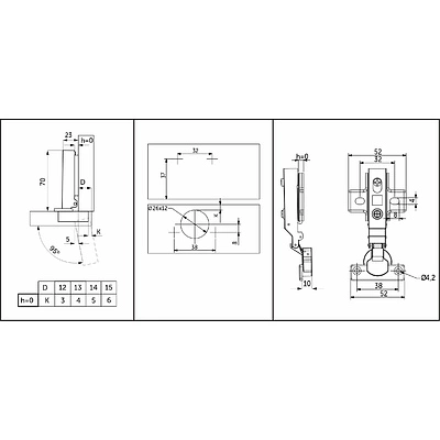 Петля мини накладная с доводчиком 38мм h0 clip-on AKS - фото 2
