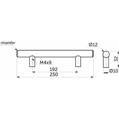Ручка меб. релинговая 192/250 полая сталь шлифованная сталь AKS - фото 2
