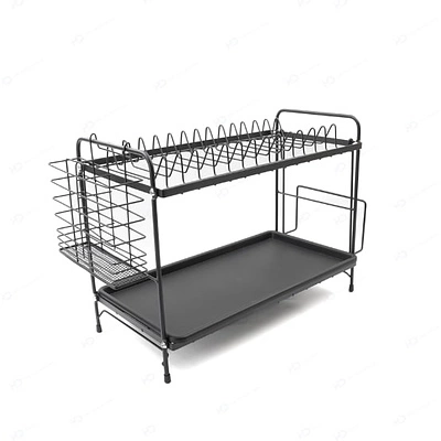 Сушка настольная для посуды двухуровневая 490*210*300, черная AKS - фото 1