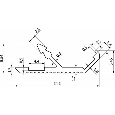 Ручка-профиль алюм. врезная KASKAD-18, 3м, серебро AKS - фото 2